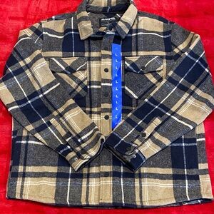 Dakine Men's Navy and Tan Plaid Shirt Jacket